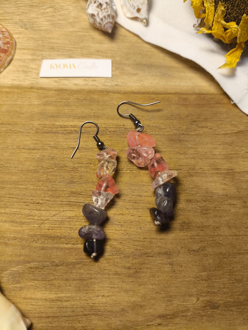 Cosmic Harmony Pink Amethyst Earrings